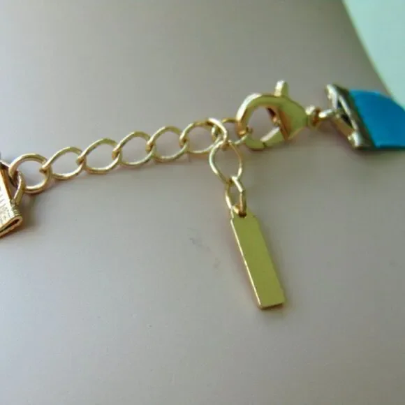 EUC Turquoise Colored Heavy Beaded 5 Strand Necklace - Picture 5 of 5